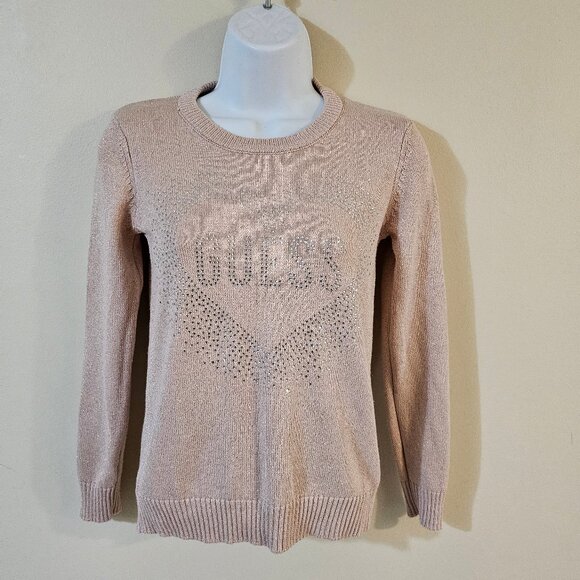 Guess Women's Long Sleeve Rhinestone Knit Sweater - Size 14 - Picture 1 of 7